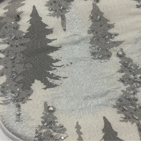 2 Rachel Zoe Beaded Silver Grey Christmas Tree Stockings 22” New Set of 2 - Picture 5 of 7